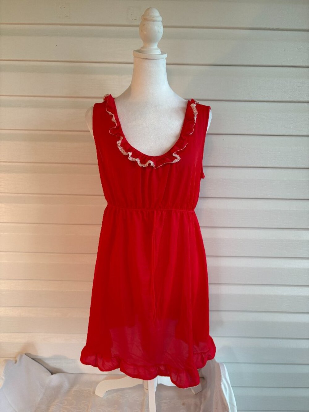 VTG Sheer Red Empire Waist Negligee Size Medium by Lorranie